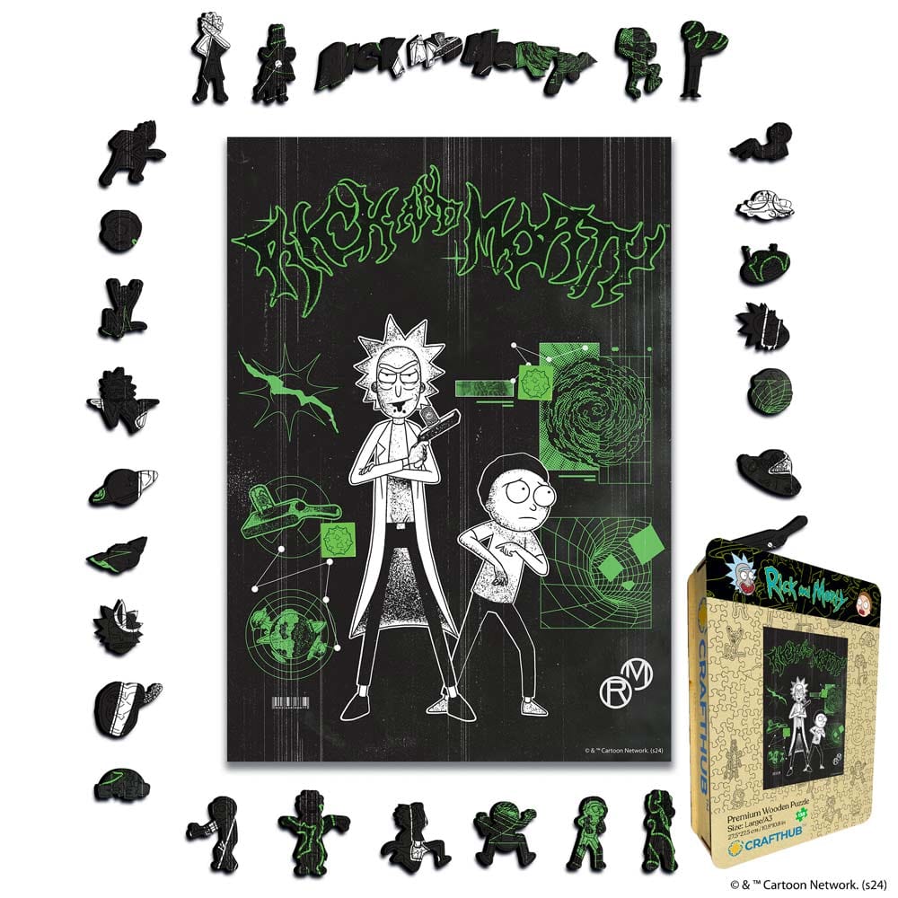 Animal Jigsaw Puzzle > Wooden Jigsaw Puzzle > Jigsaw Puzzle A4 + Wooden Gift Box Rick and Morty - Wooden Jigsaw Puzzle