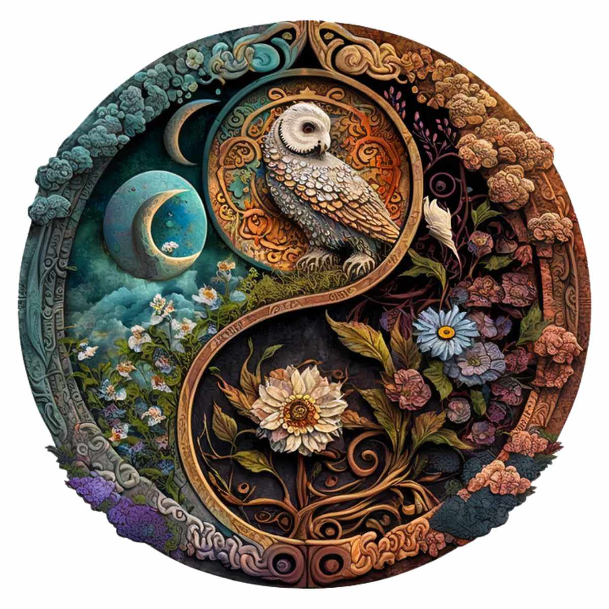 Fiore e uccello Yin Yang - Puzzle