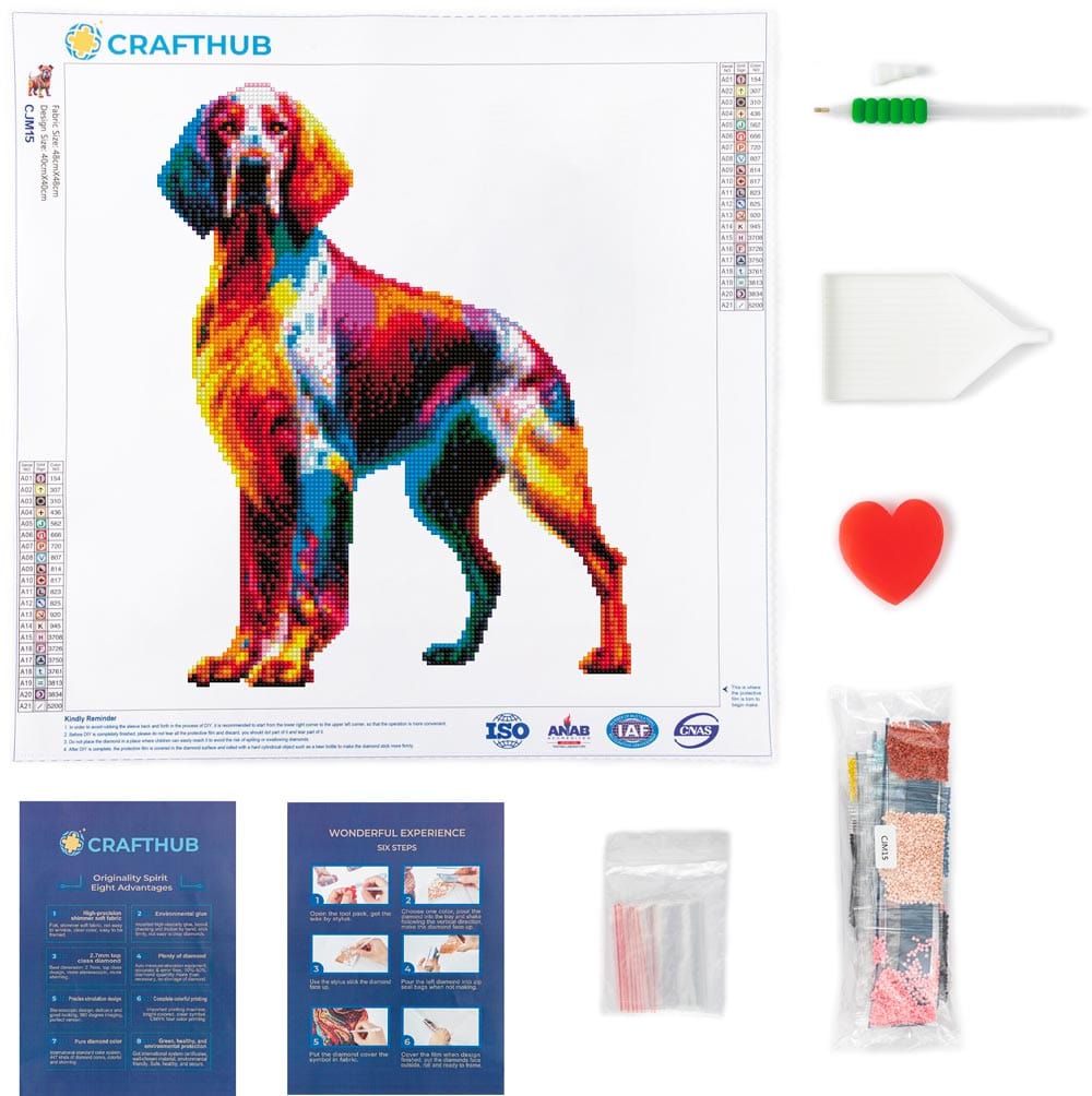 15.7"x15.7" / 40cm x 40cm English Setter Dog - Diamond Painting Kit