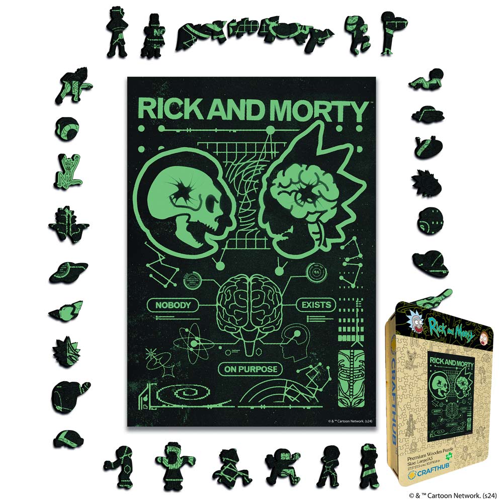 Animal Jigsaw Puzzle > Wooden Jigsaw Puzzle > Jigsaw Puzzle A4 + Wooden Gift Box Rick and Morty Nobody Exists On Purpose - Wooden Jigsaw Puzzle