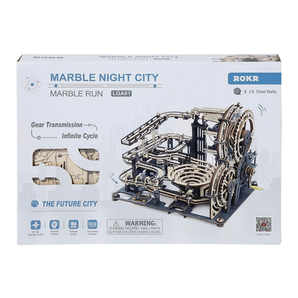 Marble Night City - Puzzle in legno 3D Pista per biglie