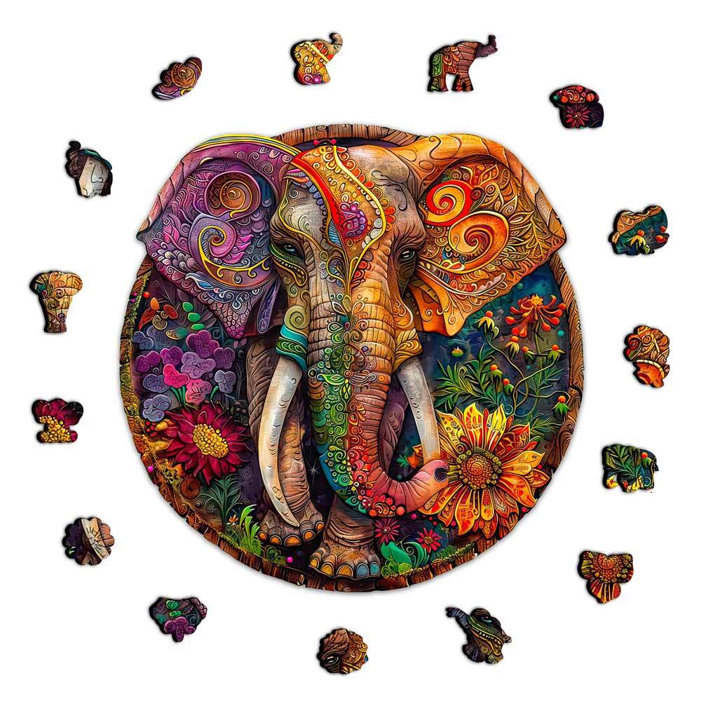 Elefante incantato - puzzle in legno