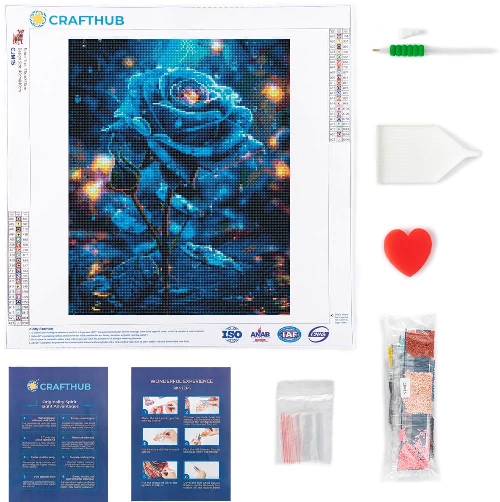 15.7" x 19.7" (40x50cm) Mysterious Blue Rose - Diamond Painting Kit