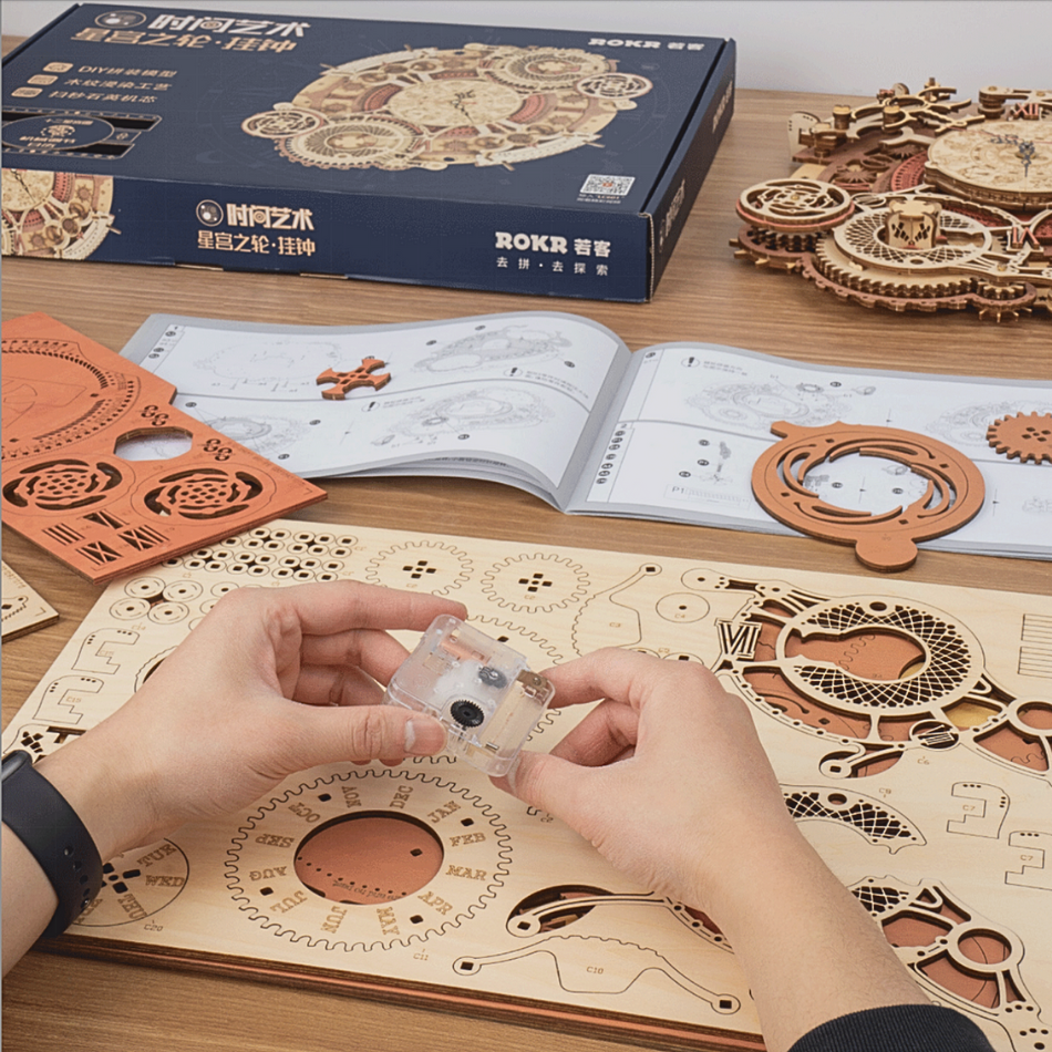 Orologio artistico con segni zodiacali puzzle 3D in legno