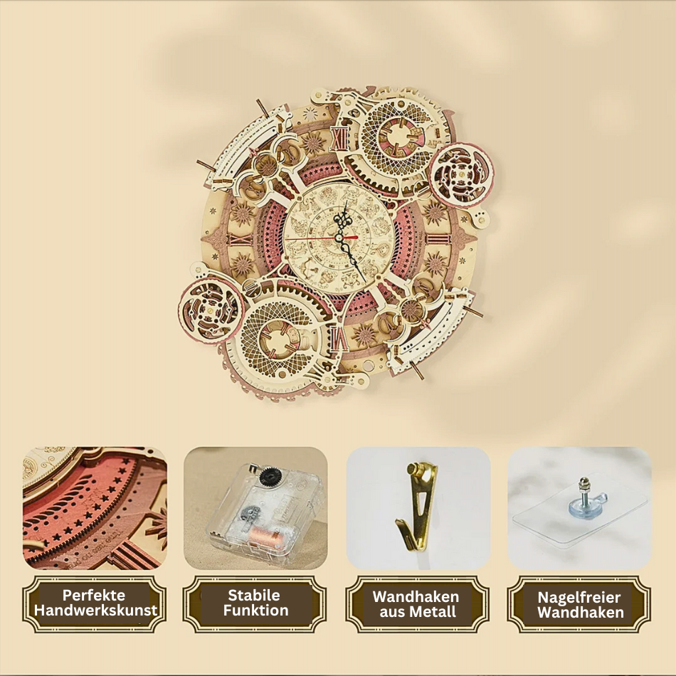 Orologio artistico con segni zodiacali puzzle 3D in legno