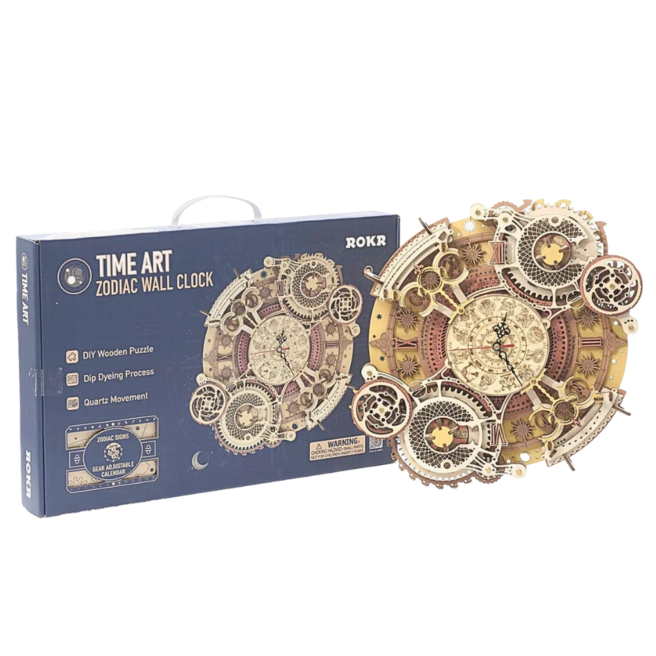 Orologio artistico con segni zodiacali puzzle 3D in legno