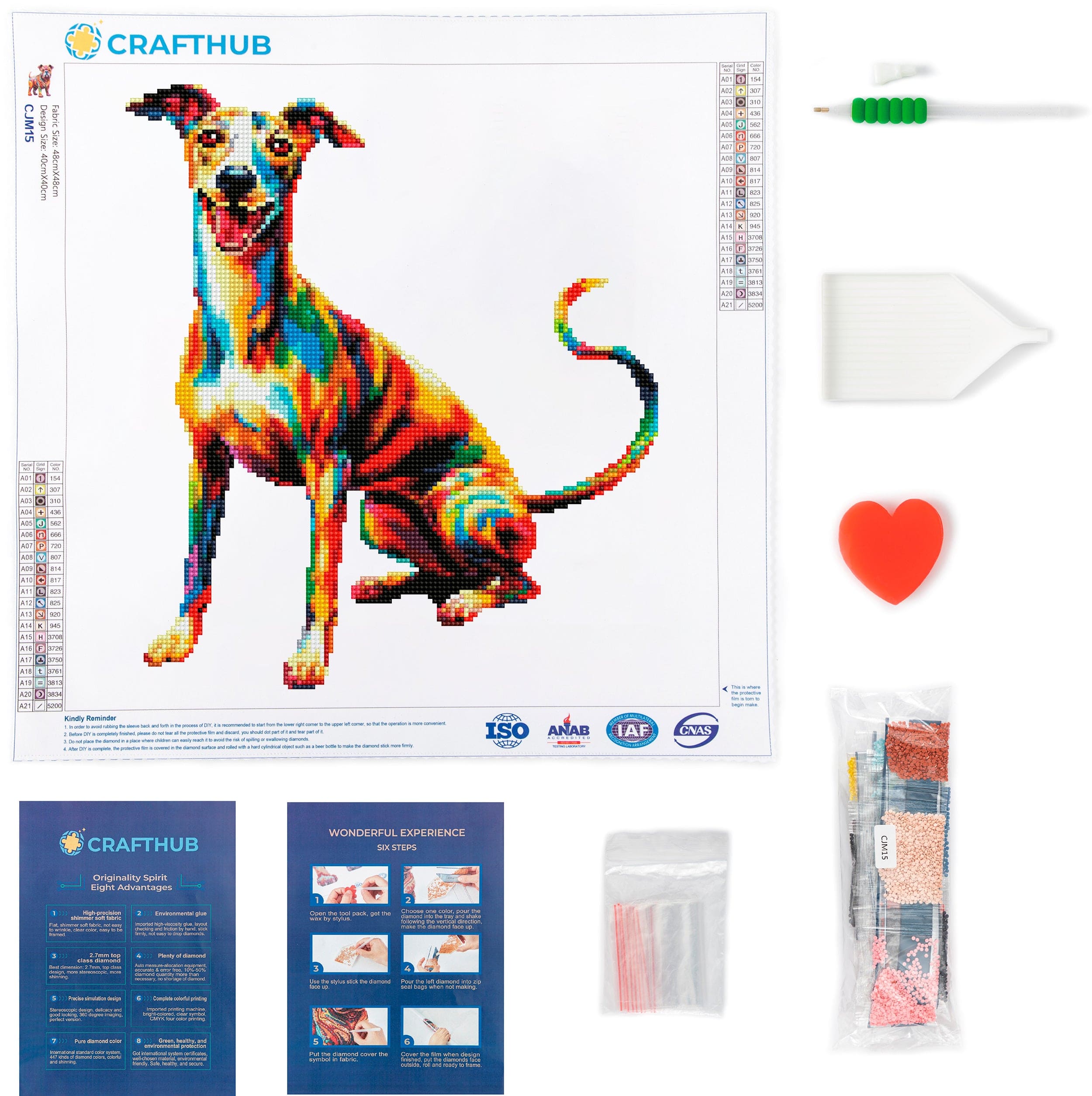 15.7"x15.7" / 40cm x 40cm Whippet Dog - Diamond Painting Kit