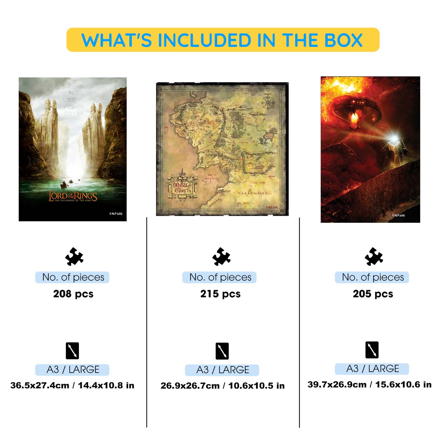 Animal Jigsaw Puzzle > Wooden Jigsaw Puzzle > Jigsaw Puzzle 3 x A3 Size L Wooden Jigsaw Puzzles + Gift Box 3-Pack THE LORD OF THE RINGS™ - Wooden Jigsaw Puzzle Gift Set + Extra $25 Off