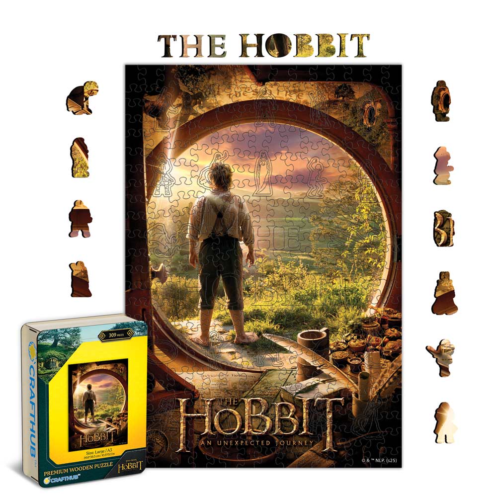 Animal Jigsaw Puzzle > Wooden Jigsaw Puzzle > Jigsaw Puzzle A4 + Wooden Gift Box The Hobbit An Unexpected Journey - Wooden Jigsaw Puzzle