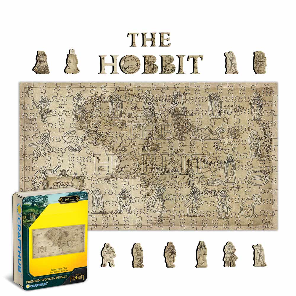 Animal Jigsaw Puzzle > Wooden Jigsaw Puzzle > Jigsaw Puzzle A4 + Wooden Gift Box The Great Map of Middle-earth - Wooden Jigsaw Puzzle