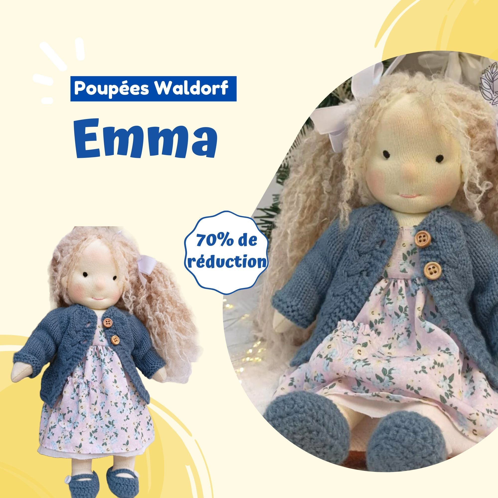 Emma - Poupée Waldorf faites main