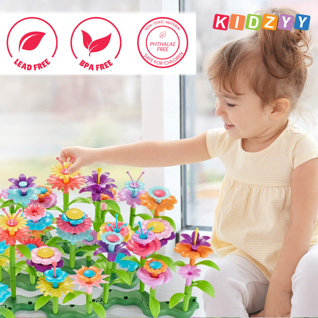 Colorful Flower Garden Building Non-Toxic Play Set for Toddlers